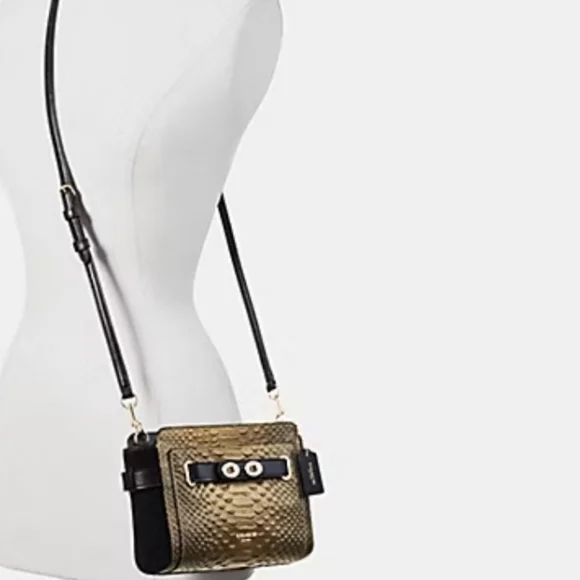 Coach Blake Crossbody Bag Metallic Snake Embossed Bronze Leather Gold Hdwr NWT - Picture 4 of 16